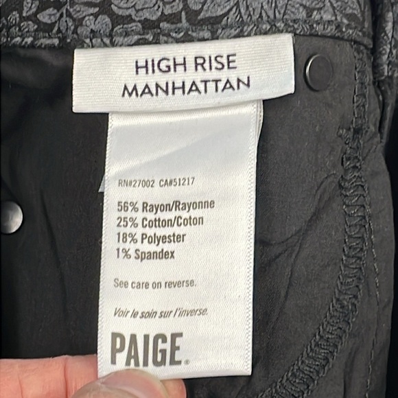 Morris & Co x Paige High Rise Manhattan Boot Cut Jeans Floral Mallow Coated 24 - Picture 9 of 14